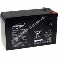 Powery Blei-Gel-Akku fr USV APC Power Saving Back-UPS ES 8 Outlet 9Ah 12V (ersetzt auch 7,2Ah / 7Ah