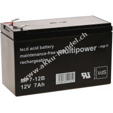 Ersatzakku (multipower) kompatibel mit USV APC RBC23 12V 7Ah (ersetzt 7,2Ah)