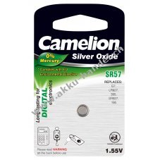 Camelion Knopfzelle, Uhrenbatterie SR57/R57W/G7/LR927/395/SR927/195 1er Blister
