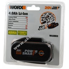 WORX Akku WA3664 20V 4,0Ah Li-Ion