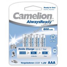 Camelion HR03 Micro AAA AlwaysReady, Ni-MH Akku 4er Blister 800mAh
