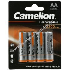 Camelion HR6 AA Mignon Akku fr Maus, Fernsteuerung, Foto-Kamera, Rasierer etc. 2300mAh 4er Blister