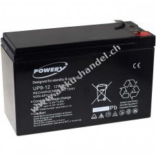 Powery Blei-Gel-Akku fr USV APC Back-UPS BR500I 9Ah 12V (ersetzt auch 7,2Ah / 7Ah)