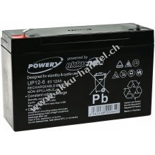 Powery Blei-Gel Akku 6V 12Ah ersetzt Panasonic LC-R0612P