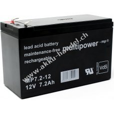 Powery Bleiakku (multipower) MP7,2-12 Vds ersetzt Panasonic LC-R127R2PG