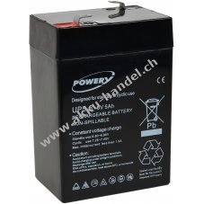 Powery Blei-Gel Akku fr Reinigungsmaschinen Rasenmher 6V 5Ah (ersetzt auch 4Ah 4,5Ah)