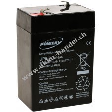 Powery Blei-Gel Akku fr Elektro-Rollsthle 6V 6Ah (ersetzt auch 4Ah, 4,5Ah)