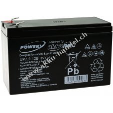 Powery Blei-Gel Akku kompatibel mit YUASA Typ NP7-12L 12V 7,2Ah