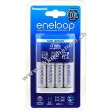 Ladegert Panasonic eneloop BQ-CC18 inkl. 4x Akku Panasonic eneloop AA 1900mAh