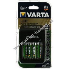 Varta Steckerlader / Ladegert mit LCD-Anzeige und USB inklusive 4x Varta AA-Akkus R2U 2100mAh