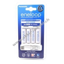 USB Ladegert Panasonic eneloop BQ-CC61USB inkl. 4x AA eneloop Akkus 1,9Ah & Micro USB-Kabel