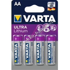 Varta Ultra Lithium AA Mignon / LR6 Batterie 4er Blister