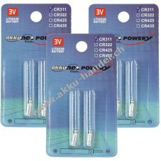 6x Stabbatterie, Stiftbatterie CR311 fr z.B. Angelposen, Bissanzeiger Lithium 3x2er Blister