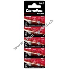 Camelion Knopfzelle, Uhrenbatterie LR66 / AG4 / G4 / LR626 0% HG 10er Blister