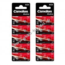 20x Camelion Knopfzelle LR66 / AG4 / G4 / LR626 / 177 / SR626W / GP77A / 377