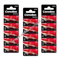 30x Camelion Knopfzelle LR66 / AG4 / G4 / LR626 / 177 / SR626W / GP77A / 377