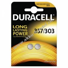 Duracell Knopfzelle 303/ 357/ SR44 / SR44W / SR1154W 2er Blister