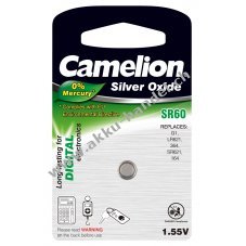 Camelion Silberoxid-Knopfzelle SR60 / SR60W / G1 / LR621 / 364 / SR621 / 164   1er Blister
