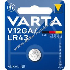 Varta Knopfzelle LR43 V12GA AG12 1er Blister