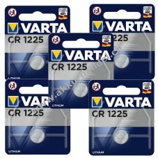 5x Lithium Knopfzelle, Batterie Varta CR1225 5x 1er Blister