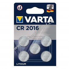 VARTA Lithium Knopfzelle, Batterie CR 2016, IEC CR2016, ersetzt auch DL2016, 3V 5er Blister