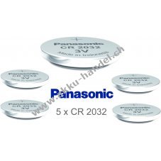 Panasonic Lithium Knopfzelle CR2032 / DL2032 / ECR2032 5 Stck lose