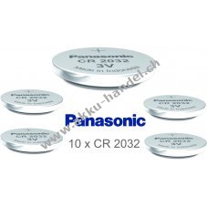 Panasonic Lithium Knopfzelle CR2032 / DL2032 / ECR2032 10 Stck lose