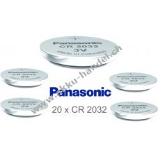 20x Panasonic CR2032 DL2032 ECR2032 Lithium Knopfzellen  Lose Batterien fr Uhren, Autoschlssel