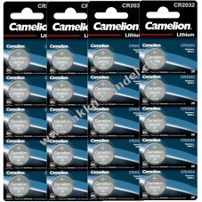 20x Lithium Knopfzelle, Batterie Camelion CR2032 z.B. fr Uhren 4x 5er Blister