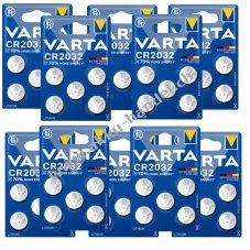 50x VARTA CR2032 DL2032 ECR2032 Lithium Knopfzellen  10x 5er Blister fr Uhren, Autoschlssel
