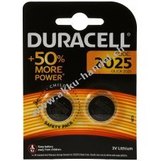 Lithium Knopfzelle Duracell CR2025 DL2025 2er Blister