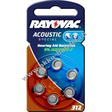 Rayovac Acoustic Special Hrgertebatterie 312 / 312AE / AE312 / DA312 / PR41 / V312AT 6er Blister