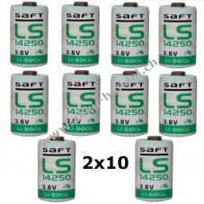 20x Lithium Batterie Saft LS14250 1/2AA 3,6Volt