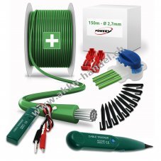 Begrenzungskabel-Reparaturset 150m 2,7mm - mit Kabelbruch-Tracker 200 Haken 10 Verbindern  4 Klemmen